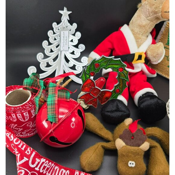 Christmas Decor Bundle Camel Reindeer Plush Ornaments Holiday Ribbon VL1803 - Picture 5 of 9